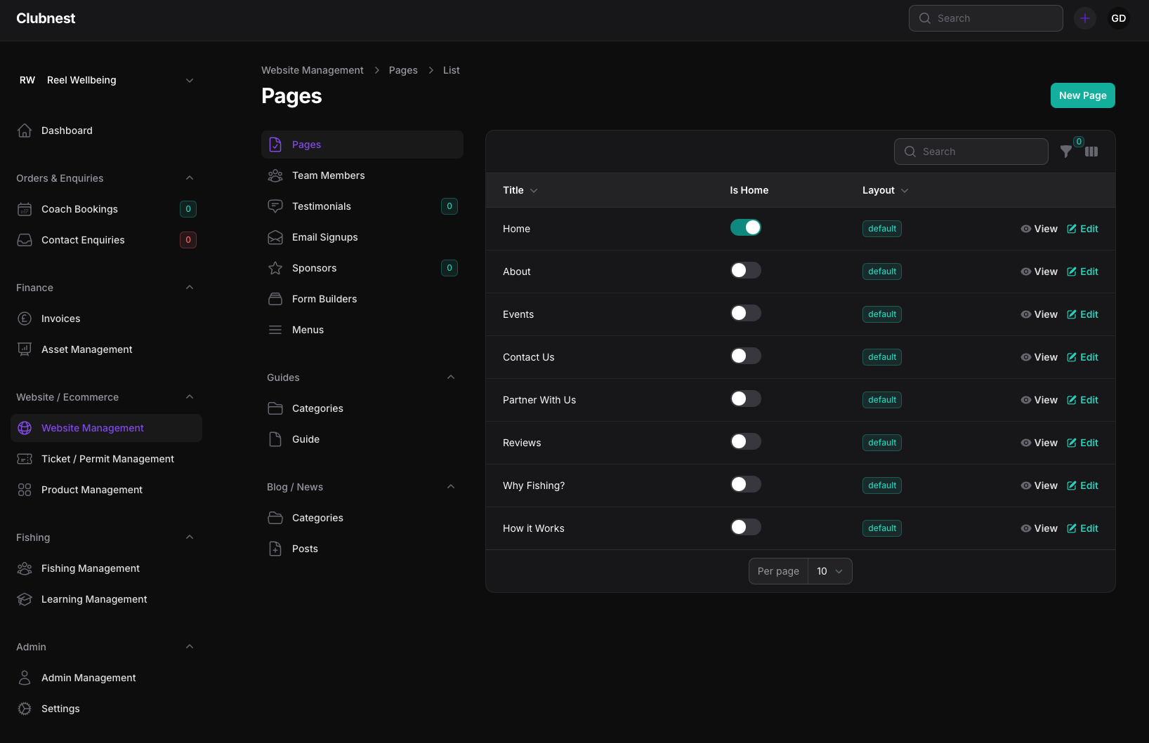Clubnest hover dashboard preview