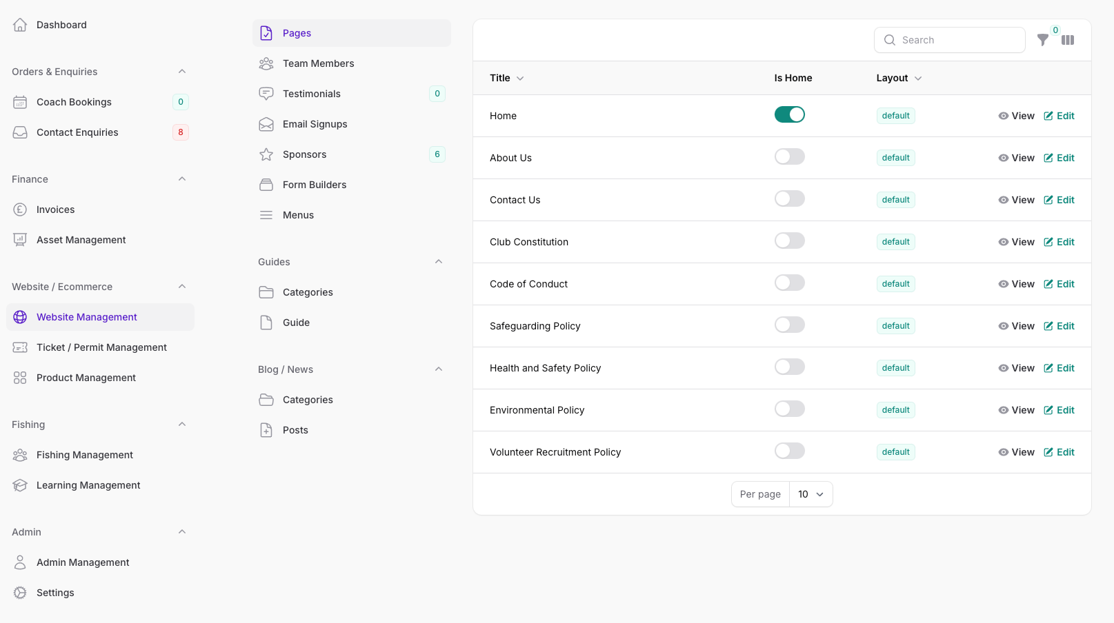 Match fishing fixtures and weigh-ins in Clubnest