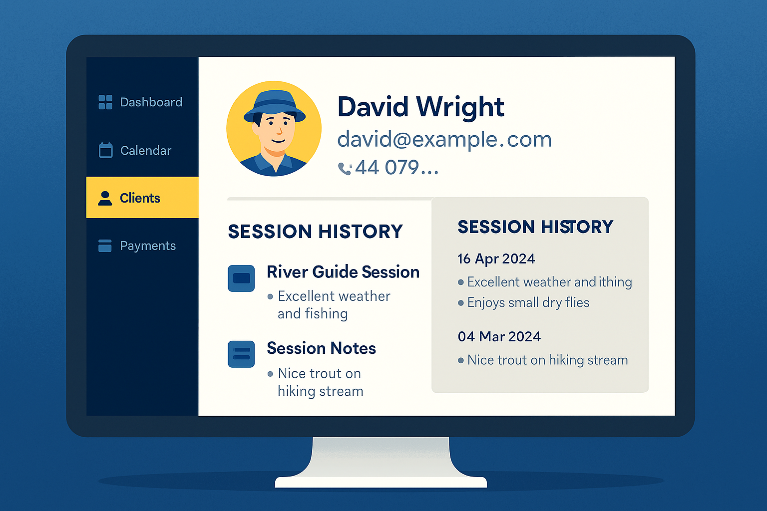 Client CRM for guides and angling coaches