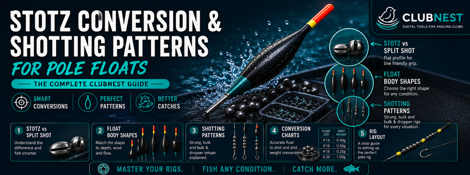 Stotz Conversion & Shotting Patterns for Pole Floats — Complete Clubnest Guide